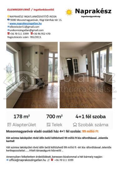 Nappali – Eladó 4 szobás ház Mosonmagyaróváron, 99 MFt