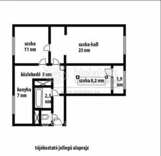 Alaprajz – Eladó 2 szoba + nappalis panel lakás Várpalotán, 45 MFt
