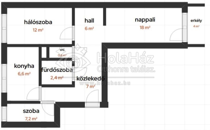 Alaprajz – Eladó 2 szoba + nappalis panel lakás Budapesten, 70 MFt
