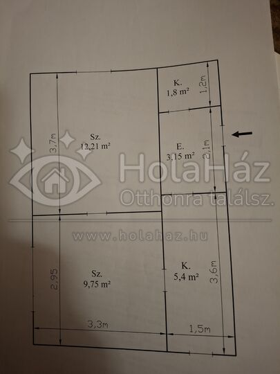 Alaprajz – Eladó 1 szobás ház Szolnokon, 35 MFt