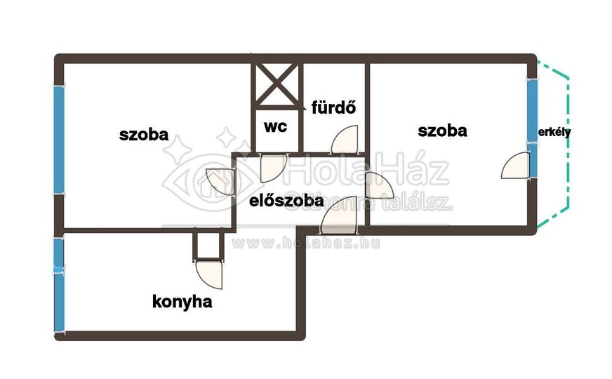 Alaprajz – Eladó 2 szobás panel lakás Tatabányán, 40 MFt